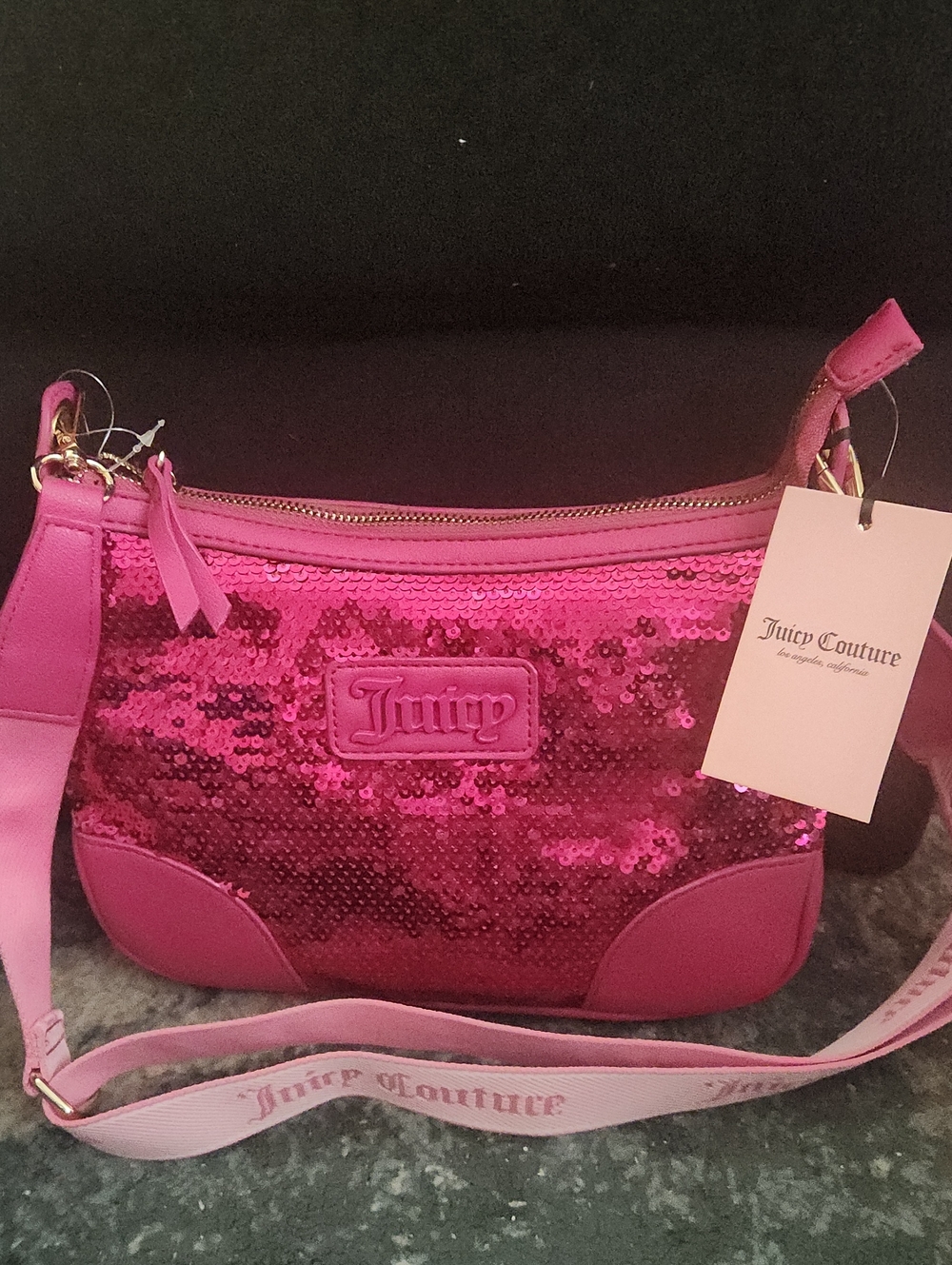 Juicy Couture Hot Pink Sequin Crossbody Bag
